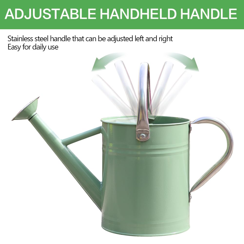 yourjoy Metal Watering Can 1 Gallon for Outdoor Garden Plants, CGreen