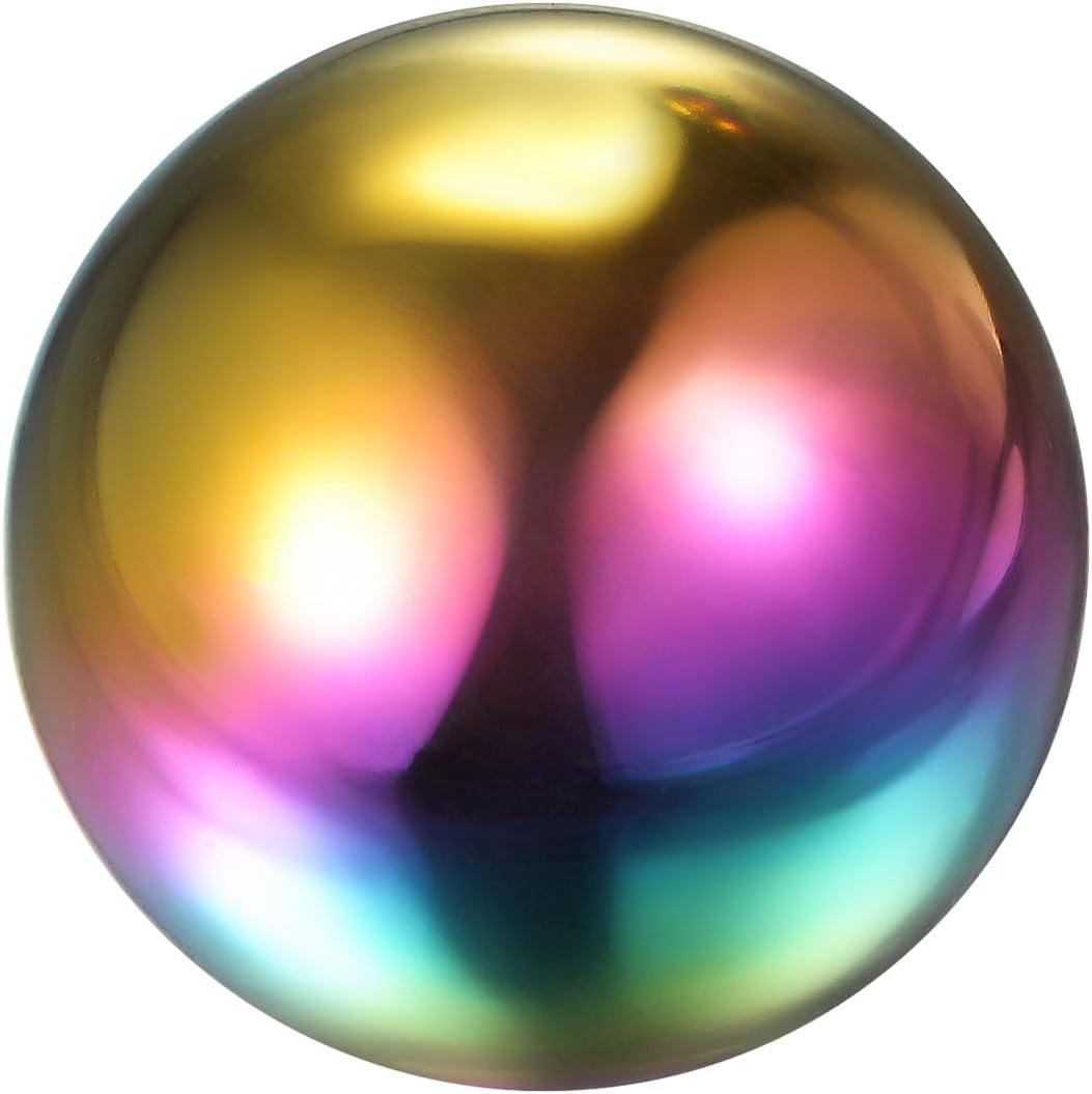 uxcell Rainbow Gazing Ball 4 Inch 100mm Reflective Sphere Polished Hollow Ball, Stainless Steel Gazing Globe Mirror Ball for Home Garden Outdoor Decoration