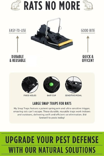 Grandpa Gus's Pest Control Large Snap Traps for Mice/Rats (6 Pack) Bundle with 1 Pack Rodent Lure, Food-Grade Bait, 0.5 oz