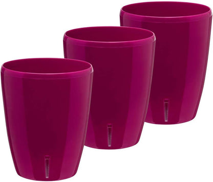 Santino 4.9 Inch ORCHIDEA Self Watering Pots for Orchids in Lilac (Set of 3) - Decorative Wicking Planter with w/Great Aerification, Drainage and Water Level Indicator