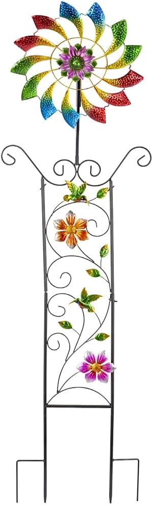 12.8” Wind Spinners Outdoor,Waterproof Wind Spinners for Yard and Garden,Kinetic Wind Spinner with Weather Vane,Yard Art Wind Sculptures & Spinners,Metal Muti-Color Pinwheels for Lawn Patio