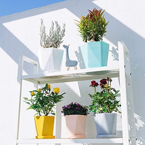 Sun-E Planters for Indoor Plants Flower Pots 7.6/6.5/5.1Inch Set of 3 Plant Pots for Outdoor with Drainage Holes and Saucers Modern Decorative Gift Idea (Sakura Pink)