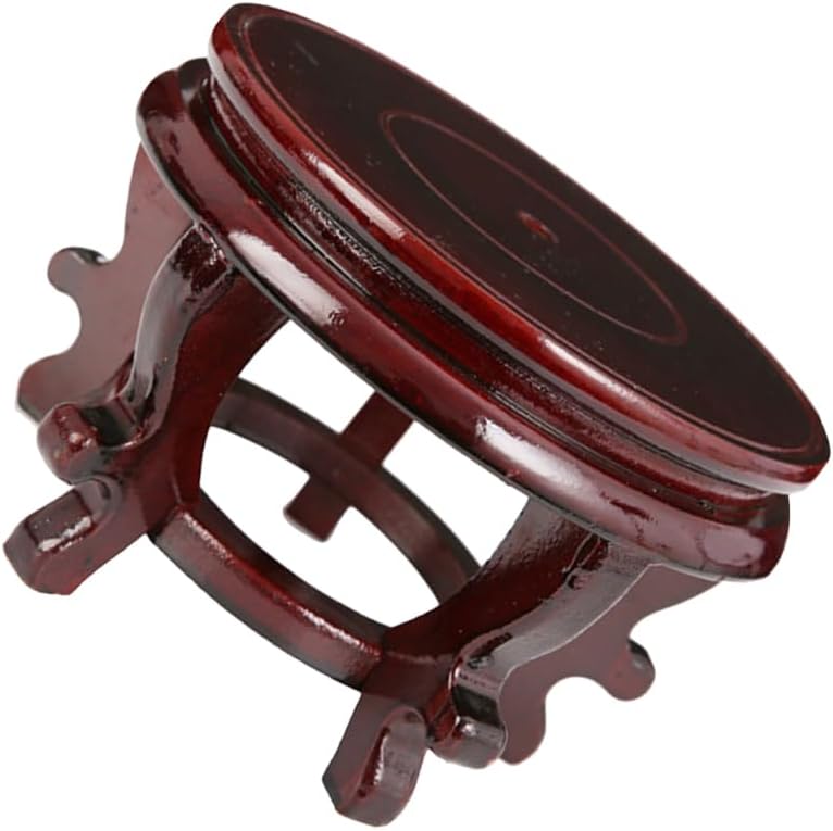 Happyyami Indoor Plants Wood Stool Plant Stand Chinese Style Flower Pot Display Rack Garden Planter Support Tabletop Vase Fish Tank Base Handicraft Figurine Pedestal Riser Holder for Home Greenery