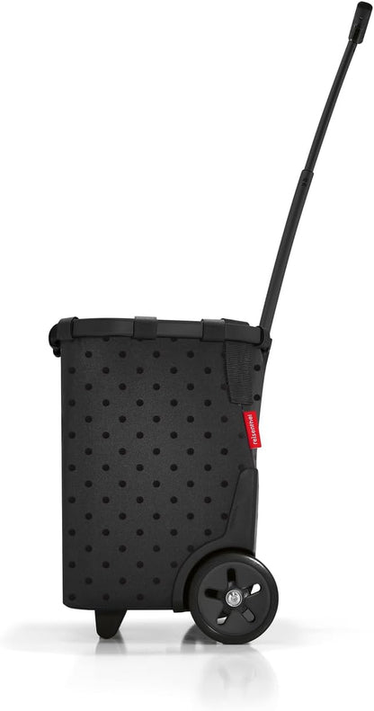 reisenthel carrycruiser glossy dots black - Portable shopping trolley with sturdy aluminum frame, shoulder strap and removable mesh inner bag -water-repellent