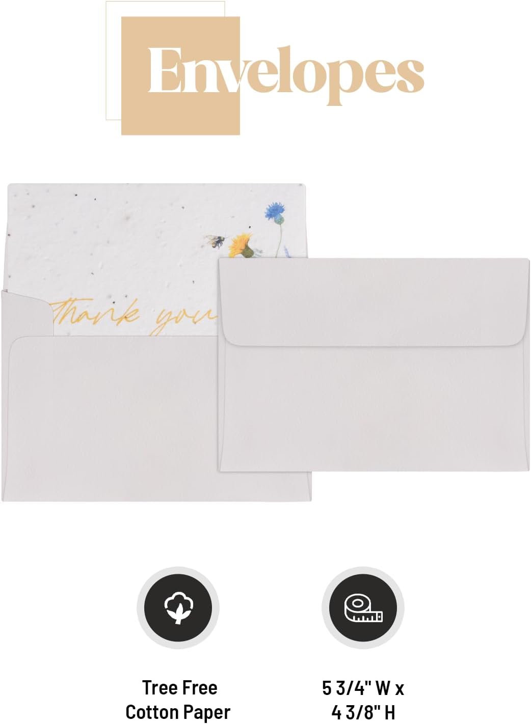 Thank You Set Greeting Card – Plantable Wildflower Seed Paper for Gifts, Special Events Like Mother's Day, and Other Milestone Celebrations