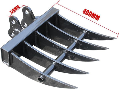 Mini Excavator Attachment Rake, Metal Material, Hole Diameter: 25MM/0.98in, Suitable for 1 - Ton Mini Excavators