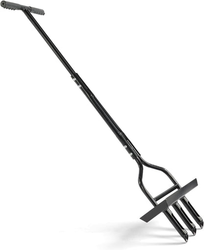 VINGLI Lawn Aerator, 43 inch Manual Aerator Tool with Soil Core Tray, Grass Plug Aerator with 3 Tines for Gardening Soil Compaction Lawn Yard Care, Black