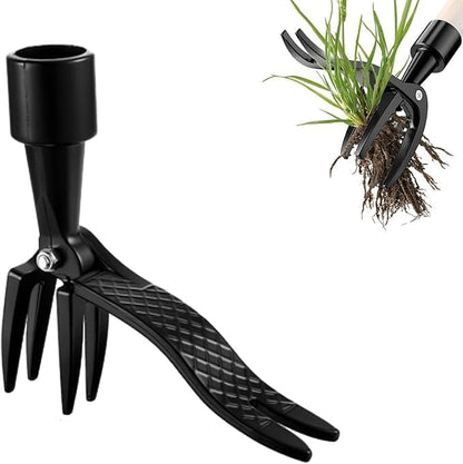 T TOVIA Weed Puller Tool Stand Up Heavy Duty - 4 Claw Manual Weeder, No Bend Weed Puller Stick for Weeds Without Bending Over (No Handle Included)