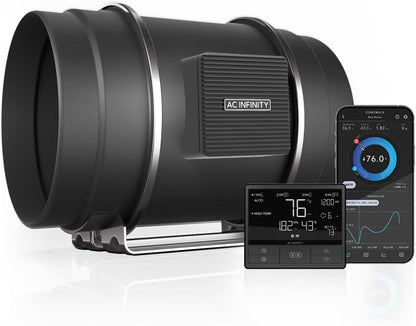 AC Infinity CLOUDLINE PRO T8, Quiet 8” Inline Duct Fan with Temperature Humidity VPD Controller, WiFi Integrated App Control - Ventilation Exhaust Fan for Heating Cooling, Grow Tents, Hydroponics