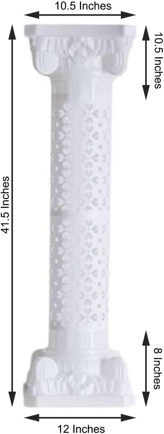 Efavormart 4 Pack 41" Tall White PVC Height Adjustable Artistic Roman Wedding Inspired Pedestal Column Plant Stand