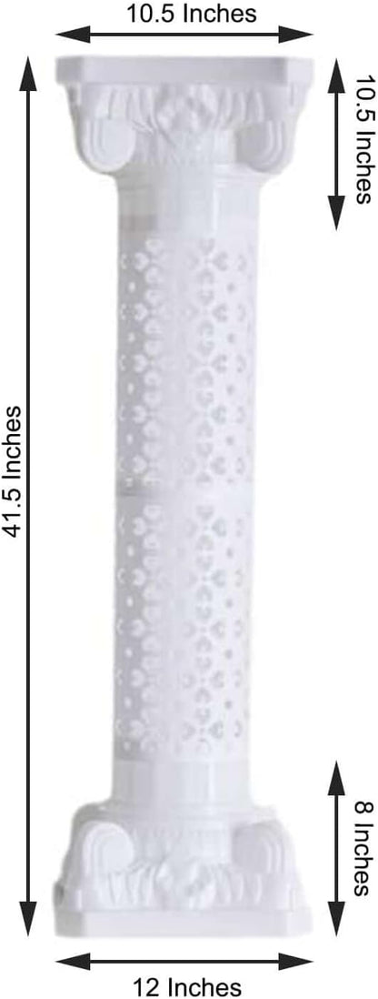 Efavormart 4 Pack 41" Tall White PVC Height Adjustable Artistic Roman Wedding Inspired Pedestal Column Plant Stand