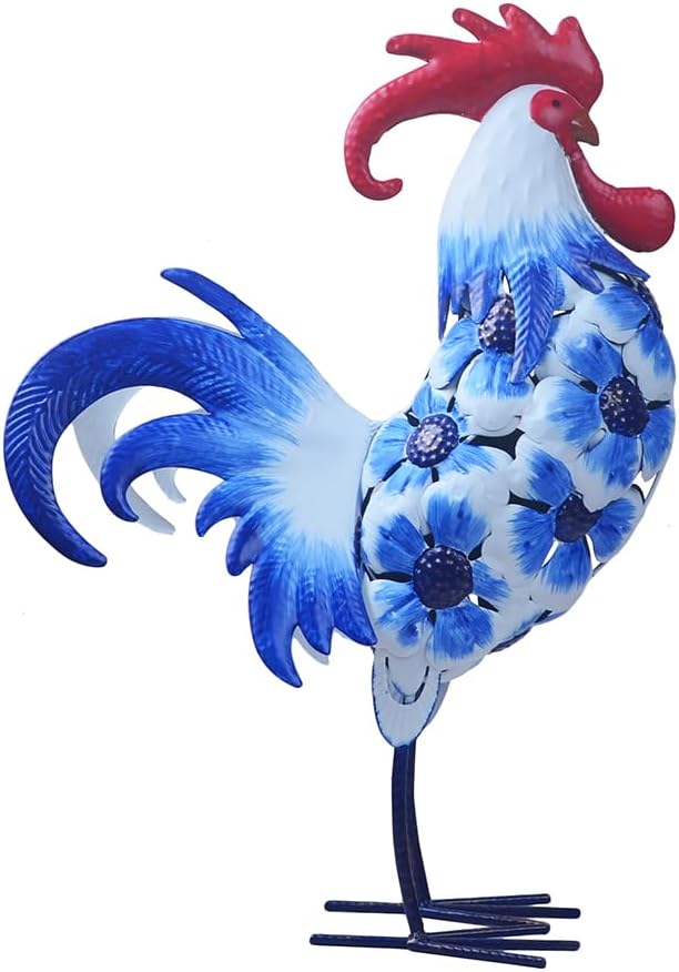 Rooster Statue Chicken Animal Sculpture Garden Decoration Metal Yard Art for Patio Lawn Backyard Outdoor Indoor Decoration