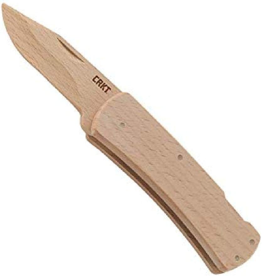 CRKT Nathan's Knife Kit: Wooden Pocket Knife, Drop Point Blade Design with Working Lock Back, Craft Project, Great for Kids 1032, Black