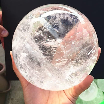 Natural Clear Quartz Crystal Ball,White Crystal Sphere Healing Crystal Ball with Stand Home Decor Prosperous Love Invite Wealth + Pedestal (500g)…