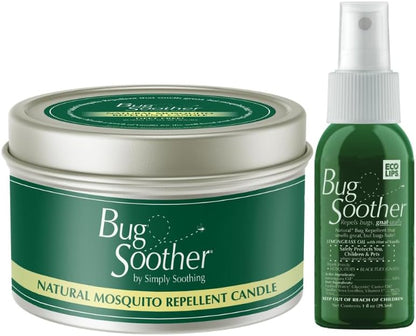 Bug Soother - Natural Insect, Gnat and Mosquito Repellent Candle, 1oz Bottle of Bug Spray Deterrent - Safe for Adults, Kids, Pets, Environment - Made in USA