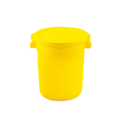 20 Gallon Trash Can With Lid Round Ingredient Storage Containers Recycling Bin Kitchen Garbage Can Office Garbage Can Trash Barrel Plastic Barrel Yard Waste Bin Outdoor Trashcan (2, Yellow)