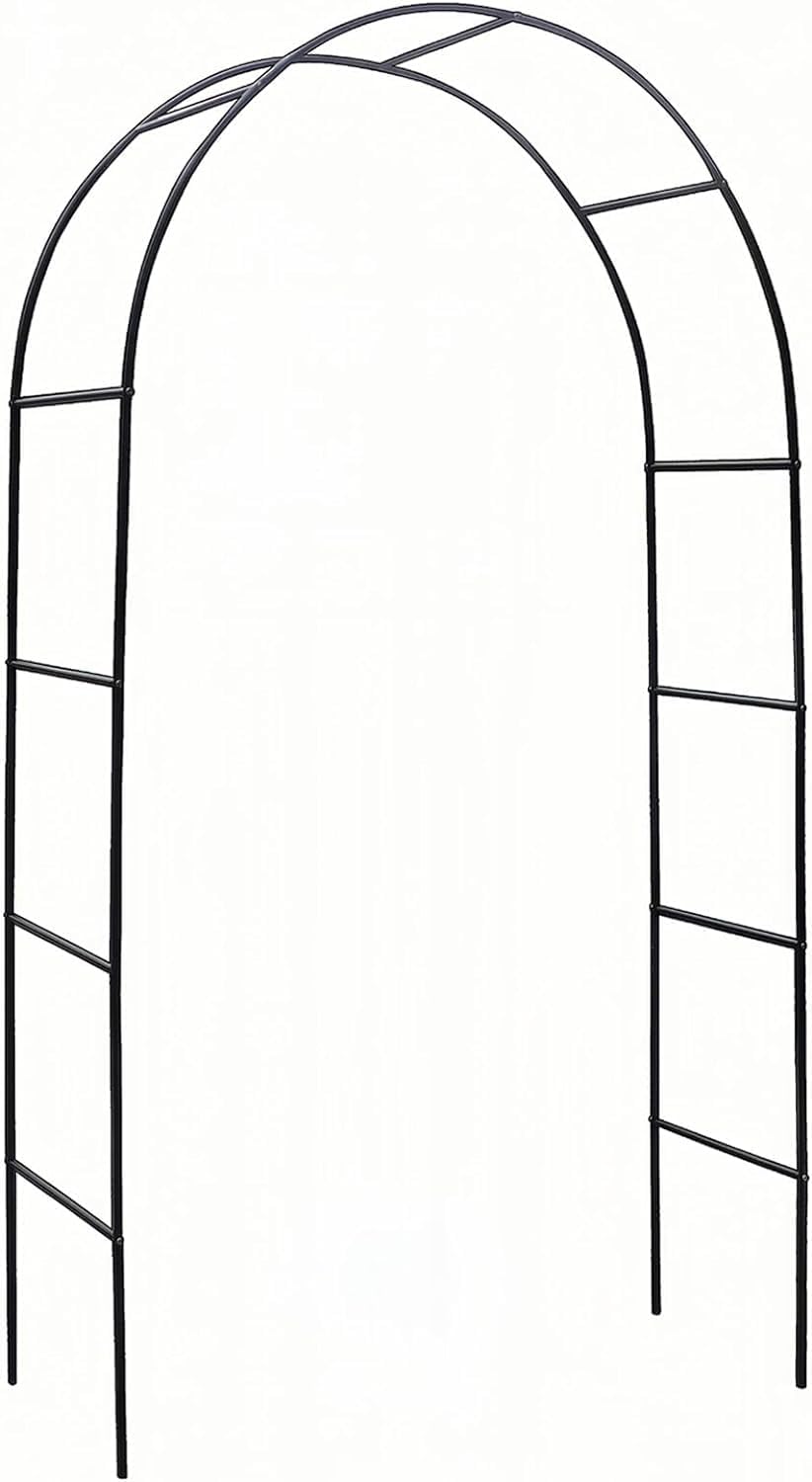 Garden Arch, Outdoor Flower Garden Arch Trellis, Sturdy Steel Arbor for Climbing Plants, Wedding Decoration, 94" H x 55" W, Black