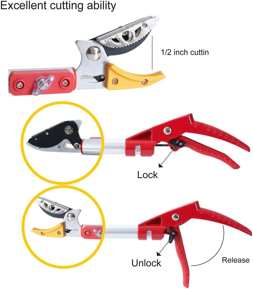 Tree Pruner with Telescoping Pole, 3.9-7.2 ft Extendable Reach, Branch Trimmer (Silver, 3.9~7.2 Ft)