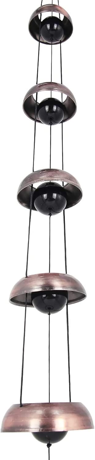 Cooper Leaf Temple Wind Chime,Wind Chimes with 5 Bells, Feng Shui Wind Chimes for Home Yard Outdoor Decoration, A Great Memorial Wind Chime for Someone Who Loves Peace