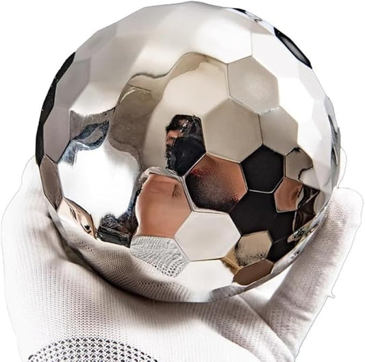 304 Stainless Steel Gazing Ball Sculptures Diamond Decoration Mirror Hollow Metal Ball Ornament Statues Gazing Globe for Home Garden (8 inch)