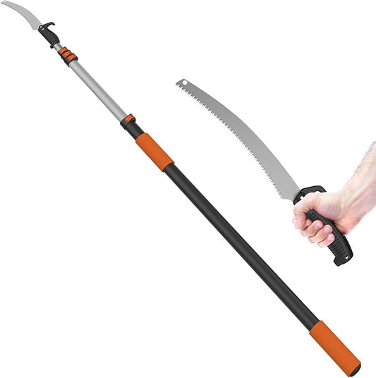 36FT Pole Saw, Telescoping Tree Trimmer with 5-20FT Extension Pole, Manual Branches Pruner for Backyard, Orange