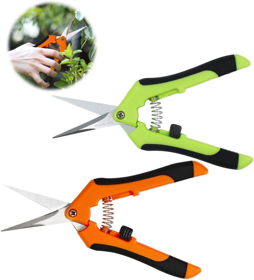 HAISHANG 2Pack Pruning Shears, 6.5 Inch Garden Shears, Gardening Scissors with Straight Stainless Steel Precision Blades for Trimming Plant, Herb, Flower, Hedge, Rose, Bonsai