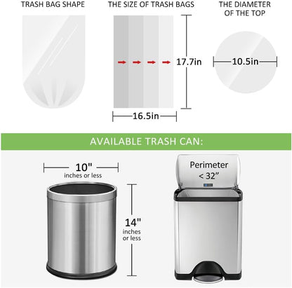 180 Counts 2 Gallon (1.8-2 Gal) Small Trash Bags Garbage Bags by RayPard, fit 1.6,1.8,2,2.2 Gal Waste Basket, 6.5-7 Liter Strong Trash Can Liners for Home Office Kitchen Bathroom Bedroom, Clear