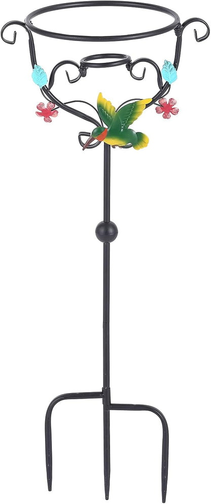 Hummingbird Gazing Globe Stand - 31.1" Metal Display with 3 Prongs Base for 10" Black Glass Balls - Outdoor Garden Yard Courtyard Lawn