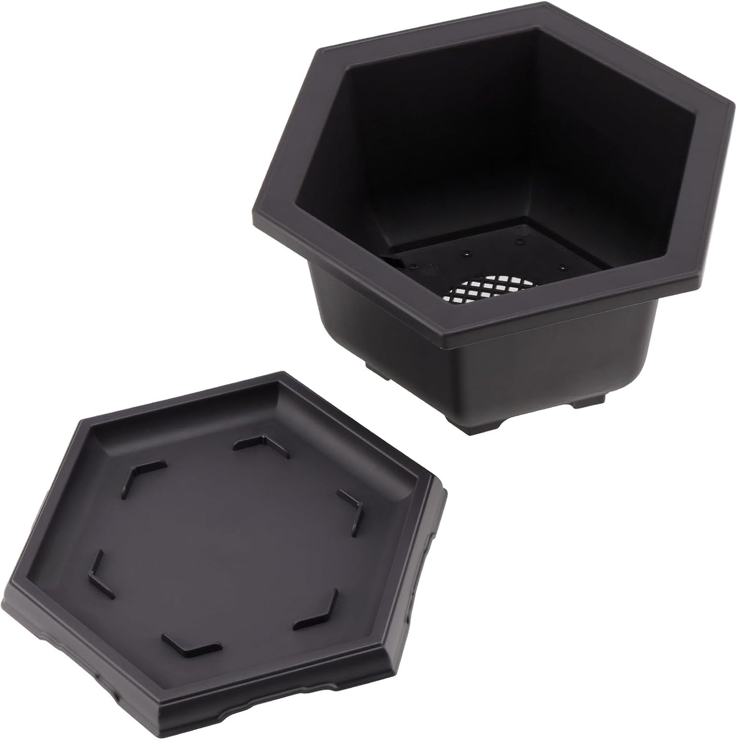 PINGEUI 4 Pack Plastic Bonsai Pot, 7.5 Inches Bonsai Training Pots with Drainage Humidity Tray, Large Bonsai Plant Tree Pots for Garden, Yard, Balcony