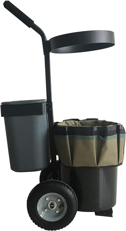 Garden Cart with Wheels & Oxford Fabric Bag – Heavy-Duty Yard Trolley for Lawn Care, Gardening Tools & Flower Transport – Portable Outdoor Tool Organizer with Large Storage Capacity