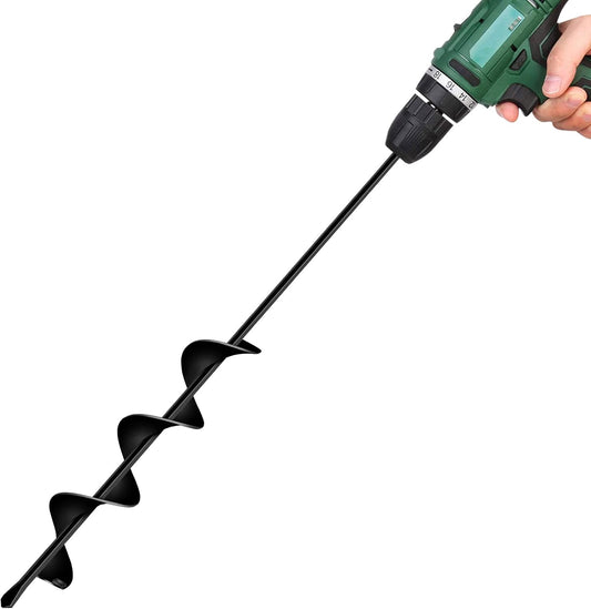 LONGRUN Auger Drill Bit for Planting, Garden Spiral Hole Drill for 3/8” Hex Drive Augers, Solid