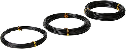 Quality Black Long Lasting Bonsai Training Wire Set of 3 Sizes - 1.0mm, 1.5mm, 2.0mm (32 Feet Each Size)