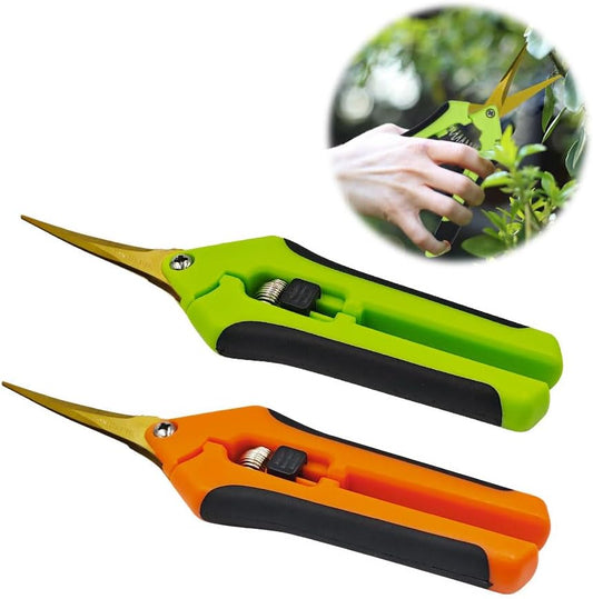 HAISHANG 2Pack Pruning Shears, 6.5 Inch Garden Shears, Gardening Scissors with Titanium Coated Curved Precision Blades for Trimming Plant, Herb, Flower, Hedge, Rose, Bonsai