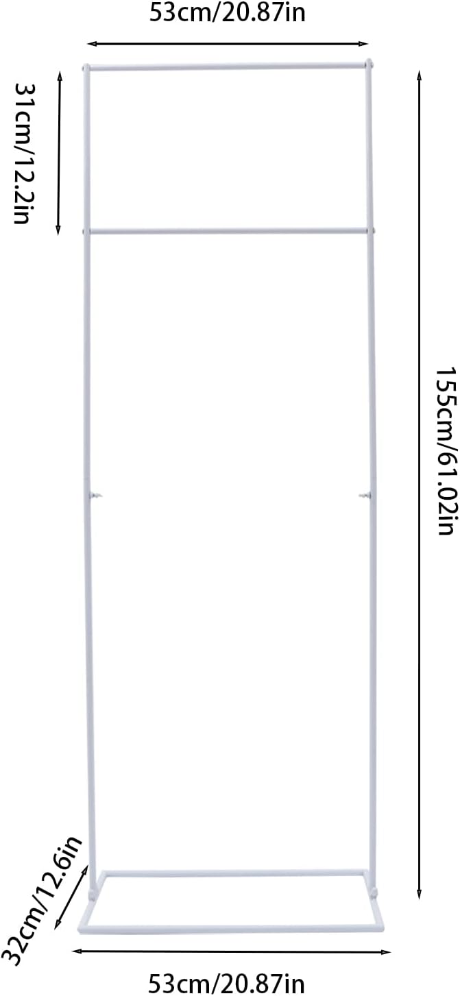DYNAMI White Square Wedding Backdrop Stand, Steel Rectangular Balloon Arch Stand w/Base,for Wedding Birthday Party Ceremonies Graduation Valentine's Day Decor,20.9" W*61" H (H-Shape)