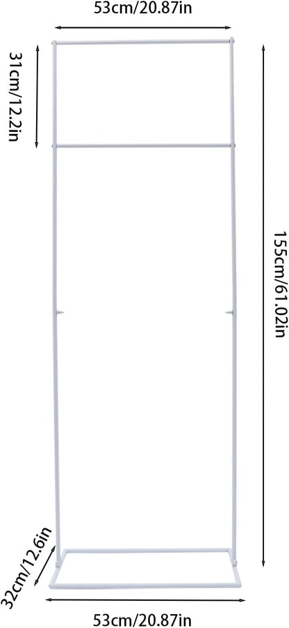DYNAMI White Square Wedding Backdrop Stand, Steel Rectangular Balloon Arch Stand w/Base,for Wedding Birthday Party Ceremonies Graduation Valentine's Day Decor,20.9" W*61" H (H-Shape)