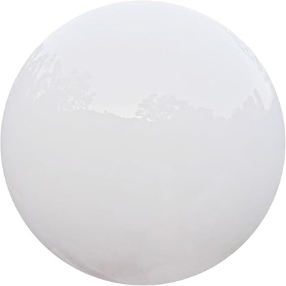 White Gazing Globe Mirror Ball in Stainless Steel, Shiny Hollow Sphere Sparkling Housewarming Outdoor Party Ornament (White, 8 inches)