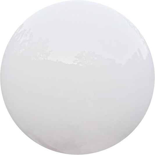 White Gazing Globe Mirror Ball in Stainless Steel, Shiny Hollow Sphere Sparkling Housewarming Outdoor Party Ornament (White, 8 inches)