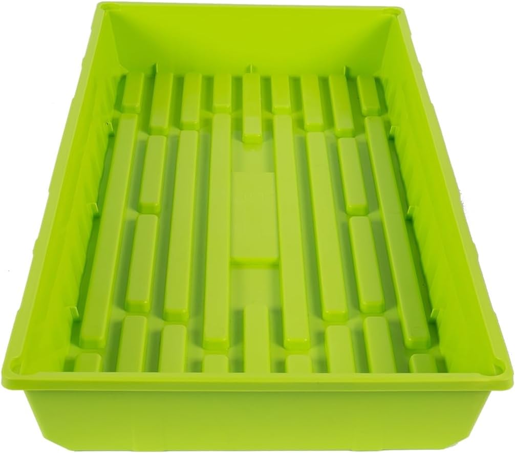 SUNPACK 10" x 20" Mega Plastic Seed Starting Tray, Lime Green, 2.5" - No Drainage Holes, Ideal for Greenhouses or Indoor Gardening - Made of Thick, Strong Plastic