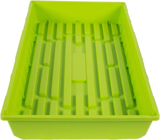 SUNPACK 10" x 20" Mega Plastic Seed Starting Tray, Lime Green, 2.5" - No Drainage Holes, Ideal for Greenhouses or Indoor Gardening - Made of Thick, Strong Plastic