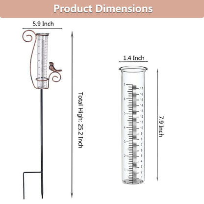 HOBYLUBY Rain Gauge Outdoor, 7 Inch Rain Gauges for Measuring Precipitation