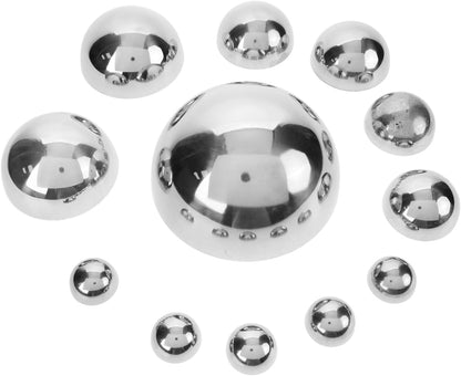 HANABASS 12Pcs Gazing Balls Reflective Hemisphere Stainless Steel Garden Mirror Globe Polished Ornament Sphere Hollow for Home Outdoor Pond Housewarming Swimming Pool Decoration