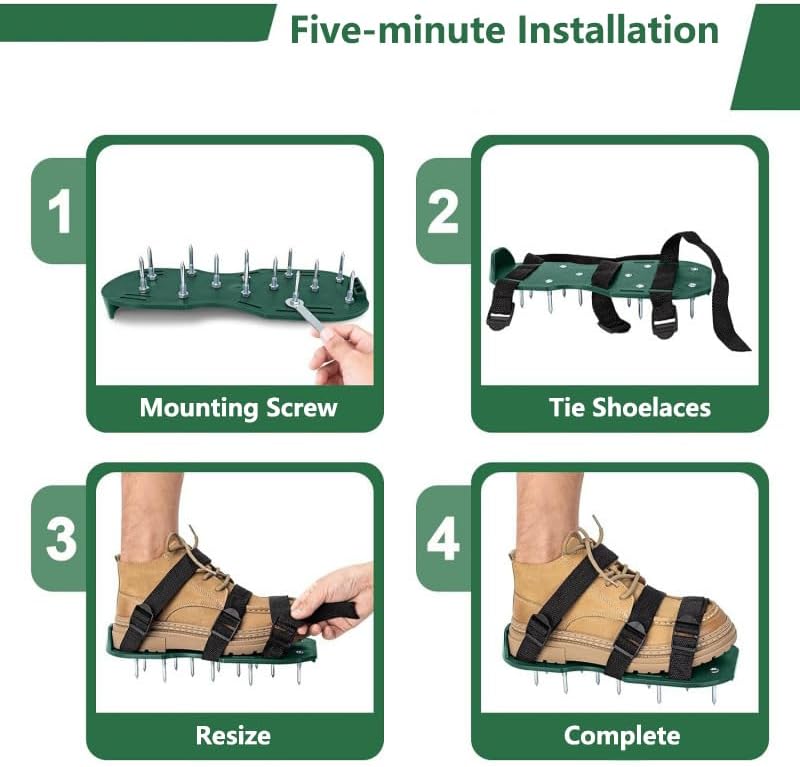 Aerator Shoes with Adjustable Strap,Heavy Duty Spikes for Grass Aerating Patio Garden,Fully Assembled Aerating Shoes for Yard Patio Lawn Garden