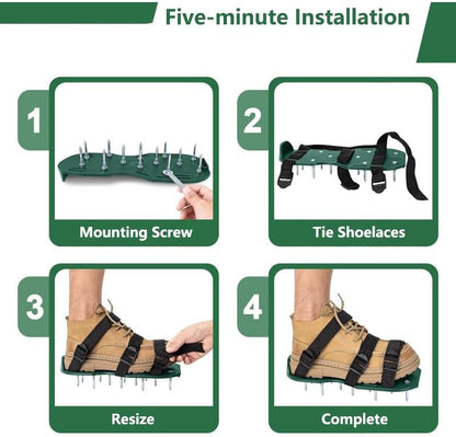 Aerator Shoes with Adjustable Strap,Heavy Duty Spikes for Grass Aerating Patio Garden,Fully Assembled Aerating Shoes for Yard Patio Lawn Garden