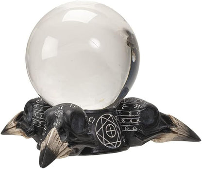 Pacific Giftware Raven Skulls and Crystal Ball Figurine, 5.5-inch Length, Cold Cast Resin, Table Decoration