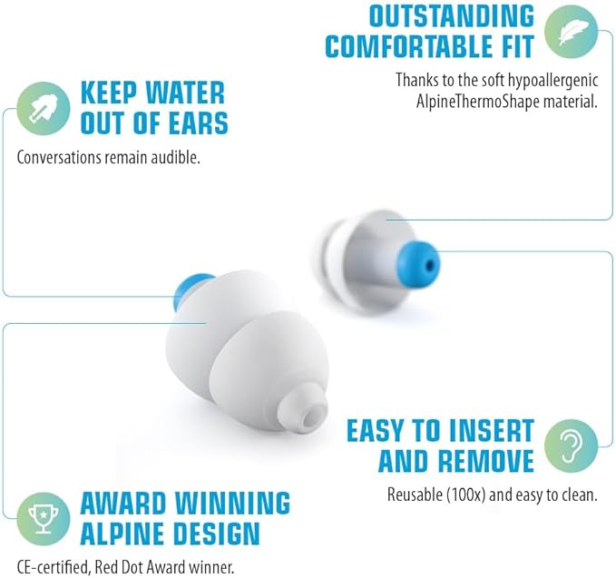 Alpine SwimSafe - Ear Plugs for Swimming - Ear Protection Against Water - Comfortable Waterproof
