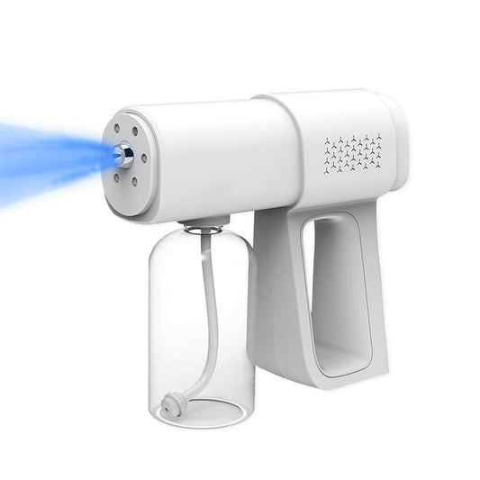 Professional Disinfectant Fogger Machine, 380ml Wireless Fine Particle Sprayer Gun Handheld Sanitizer Fogger, Blue Light Foggers for Touchless Sanitization (White)