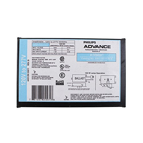 Advance HID Ballast,Pulse Start,MH Bulb,150W IMH-150-H-BLS - 1 Each