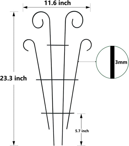 4 Pack 23'' Indoor Plant Trellis for Potted Plants Climbing, Outdoor Metal Garden Trellis Houseplants Flowers Vine Ivy, Wave Shape, Black