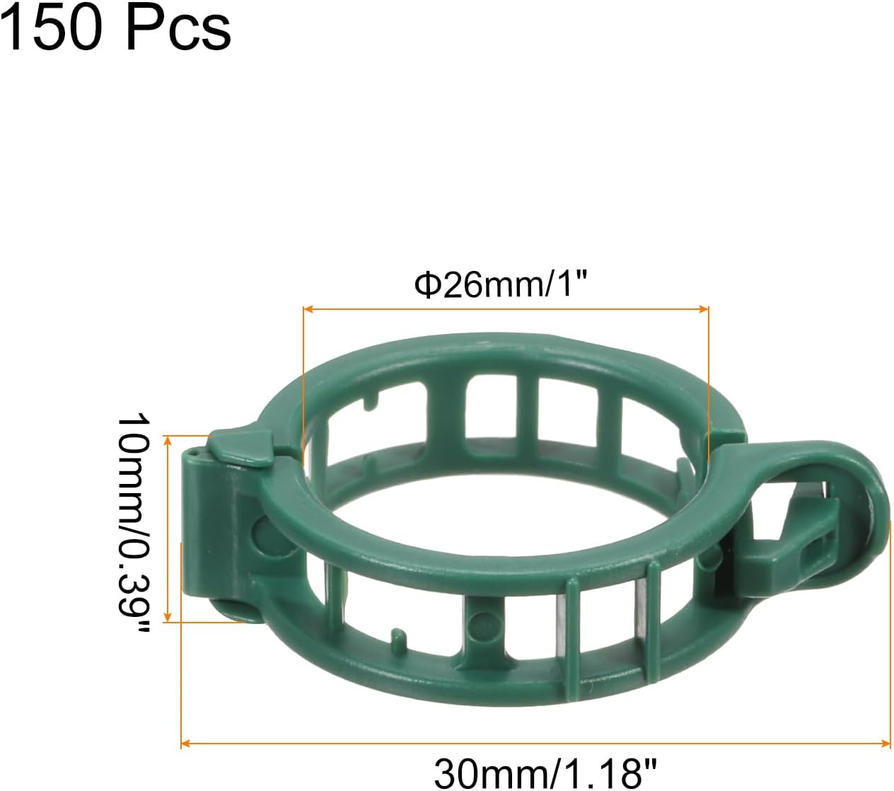 MECCANIXITY 150 Pcs Garden Plant Clips Fixing Clips Green 30mm Adjusting Plant Lever Loop Clips for Supporting Flower Vine Vegetables Climbing Plant Plant Stems