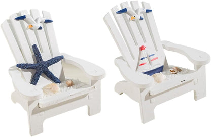 Veemoon 2pcs Miniature Wooden Beach Chair Decor Nautical Ornaments for Home Office Charming and Elegant Design for Christmas Weddings Birthdays and Festivals